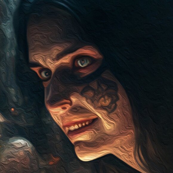 8x8 Witches‎ Around Fire Dark Ritual Fantasy Art Watercolor Oil Painting Print - Picture 4 of 6